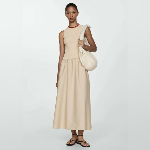NWT Commense Sleeveless Neutral Midi Dress Tan sz XL - Picture 1 of 6
